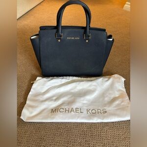Michael Kors Selma Satchel Medium Purse Navy Blue